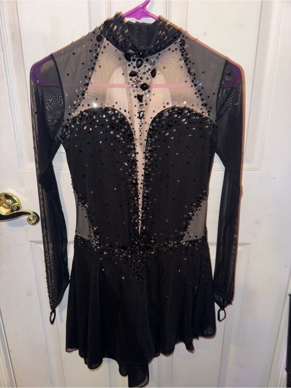 Black Backless Figure Skating Dress